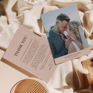 Boho Cream Beige med Photo Bröllop Tack Kort