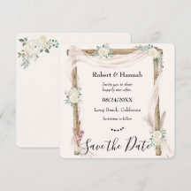 Boho Cream Blommig Bröllopsbåge Save the Date