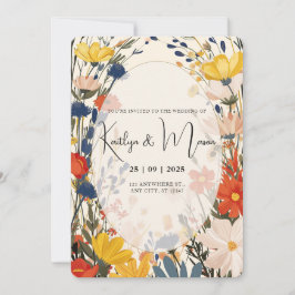 Boho Cream & Color Wildflower-inbjudan Inbjudningar