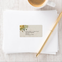 Boho Cream Damask och Gula blommor Bröllop Adressetikett