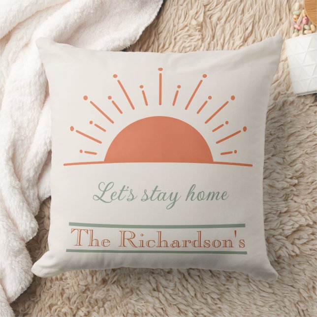 Boho Cream Let's Stay Home Pillow Sunrise Design  Kudde (Filt)