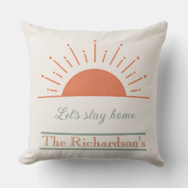 Boho Cream Let's Stay Home Pillow Sunrise Design  Kudde