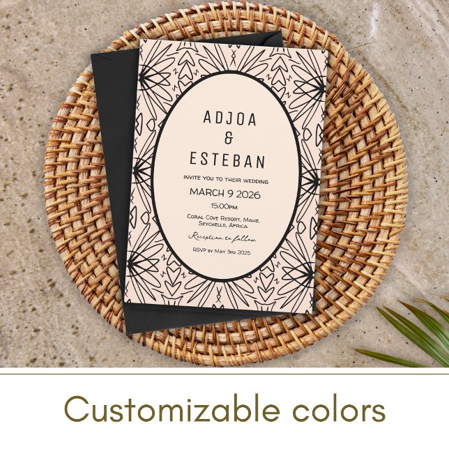 Boho Cream och Black Tribal Pattened Inbjudningar (Skapare uppladdad)