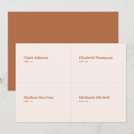 Boho Cream och Burnt Orange Wedplace Card DIY Inbjudningar