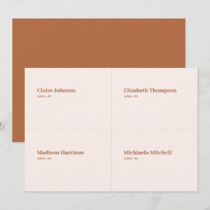 Boho Cream och Burnt Orange Wedplace Card DIY Inbjudningar