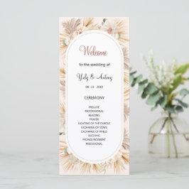 Boho Cream Ovalbåge Torkad Palm Ordning för Ceremo