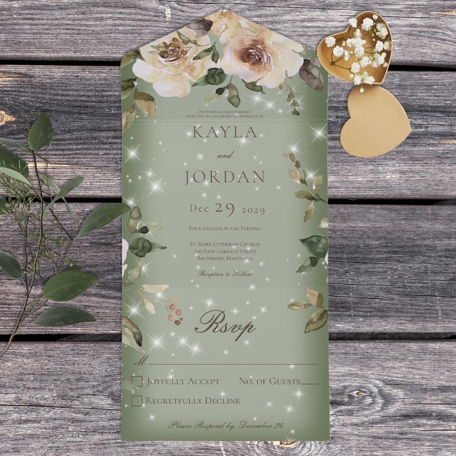 Boho Cream Ro Gnistra Sage Grönt No Middag (Skapare uppladdad)