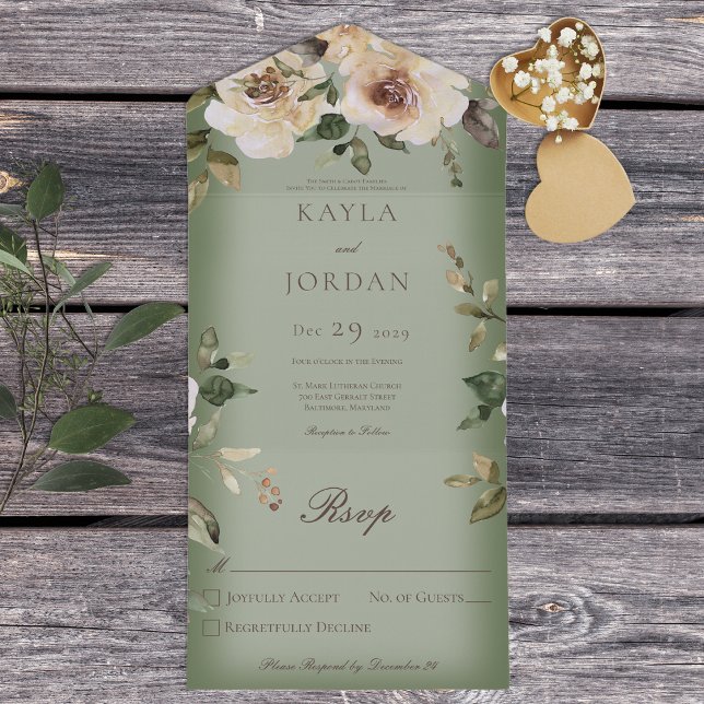 Boho Cream Ro Sage Grönt No Middag (Skapare uppladdad)