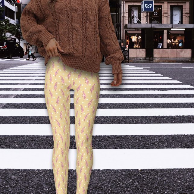 Boho Cream Rosa Botanicals Leggings (Skapare uppladdad)