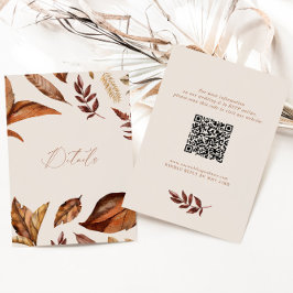 Boho Cream & Terracotta Löv QR-koden Bröllop Tilläggskort