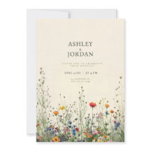 Boho Cream Wildflower Bröllopsinbjudan