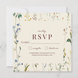 Boho Cream Wildflower RSVP-kort (David & Jamie)