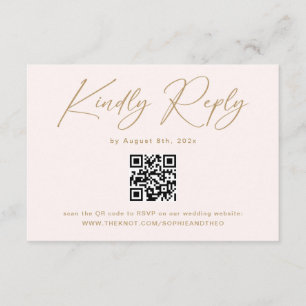 Boho Crème Neutral Bröllop RSVP Qr Kod Tilläggskort
