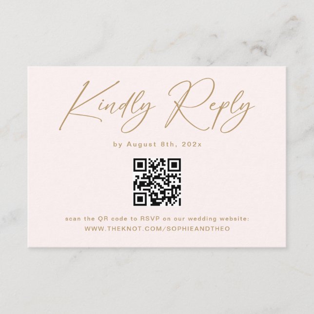 Boho Crème Neutral Bröllop RSVP Qr Kod Tilläggskort (Framsida)