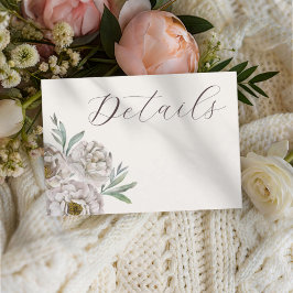 Boho Crème & Off Vit Blommiga Bröllopsdetaljer Tilläggskort