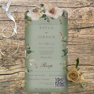 Boho Crème Rosor Salvia Grön QR-kod