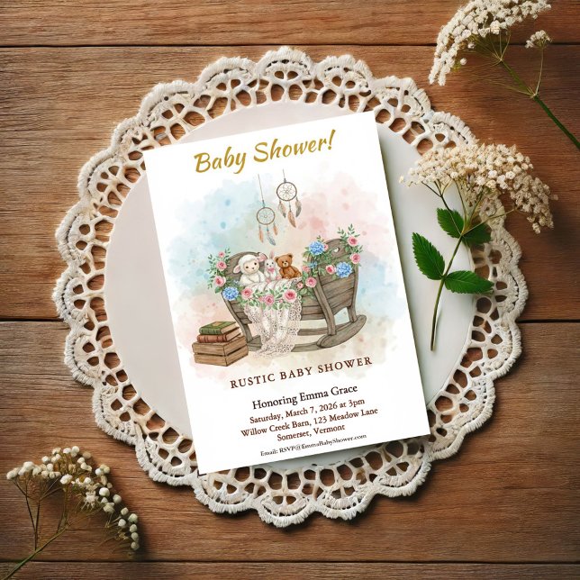 Boho Crib Dream Catcher Baby Shower Invitation Vykort (Skapare uppladdad)