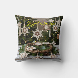 Boho Crochet Snowflake jul Dekorativ kudde