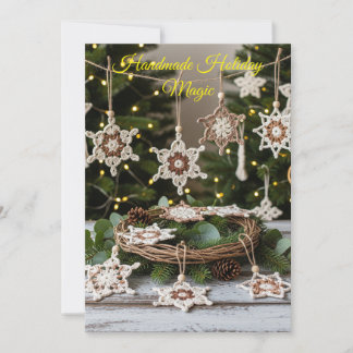 Boho Crochet Snowflake-julprydnader Inbjudningar