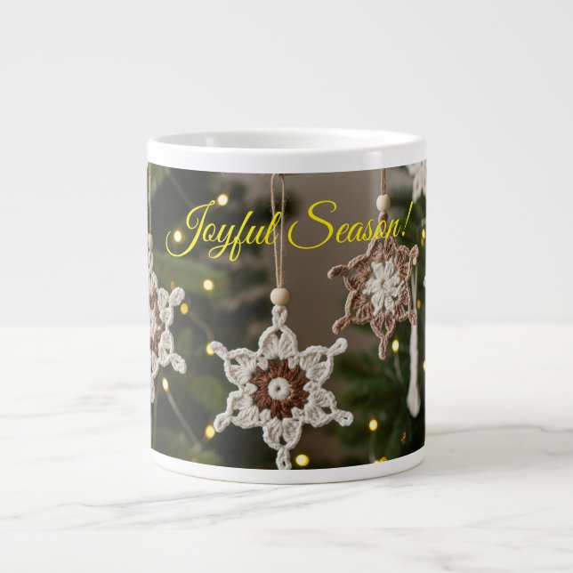 Boho Crochet Snowflake Mysigt Beverage-jul Jumbo Mugg (Framsidan)