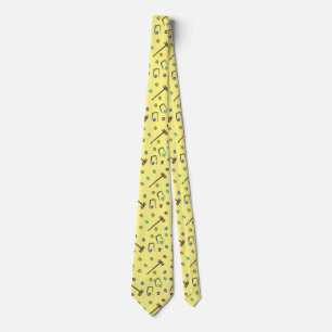 Boho Croquet Mönster Hand-Drawn Vintage Gult Slips