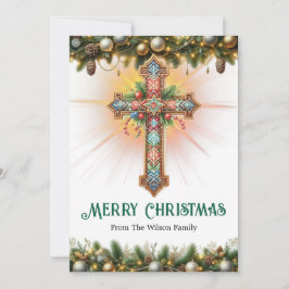 Boho Cross with Intricate Patterns Christmas  Julkort
