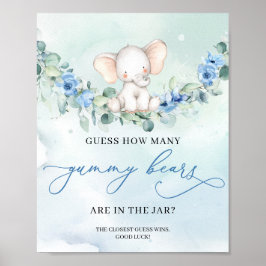 Boho Cute baby elephant vet hur många gummibjörnar Poster