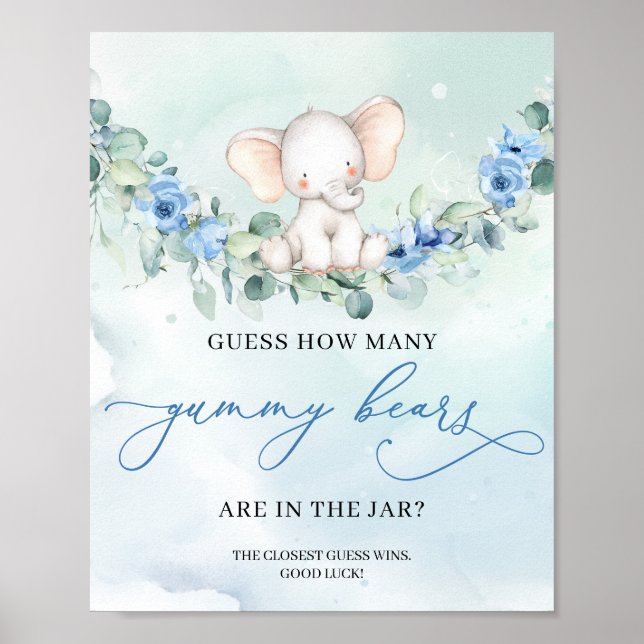 Boho Cute baby elephant vet hur många gummibjörnar Poster (Framsidan)