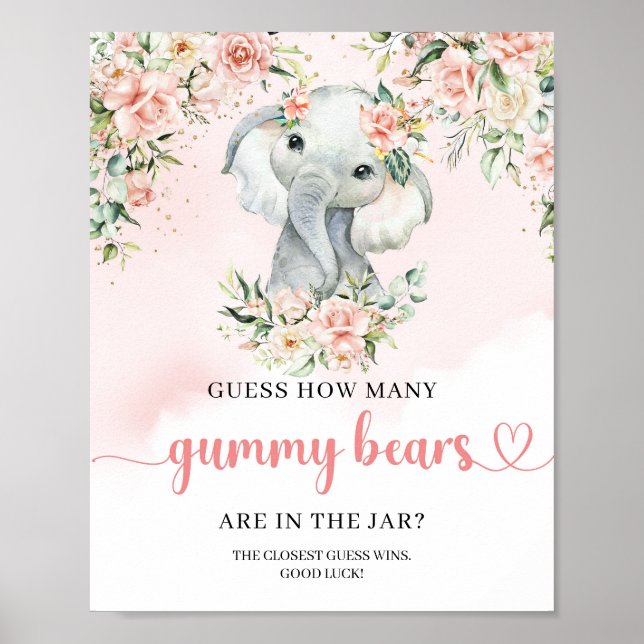 Boho Cute baby elephant vet hur många tumörbjörnar Poster (Framsidan)