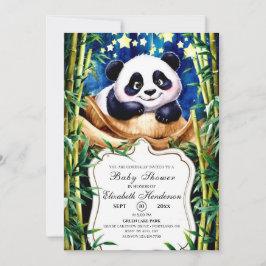 Boho Cute Baby Panda Baby Shower Inbjudningar