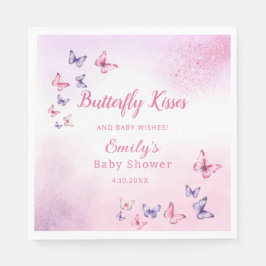 Boho Cute Butterfly Watercolor Girl Baby Shower Pappersservett
