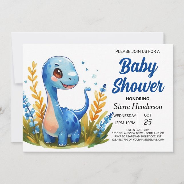 Boho Cute Dinosaur Boy Shower Inbjudningar (Framsida)