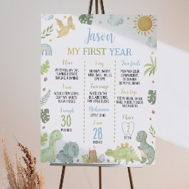 Boho Cute Dinosaurs första milstolpstecken på föde Poster