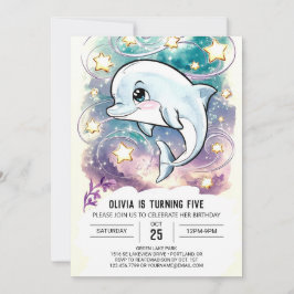 Boho Cute Kids' Dolphin Birthday Inbjudningar