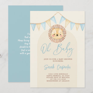 Boho Cute Lejon Baby Shower Boy-inbjudan Inbjudningar