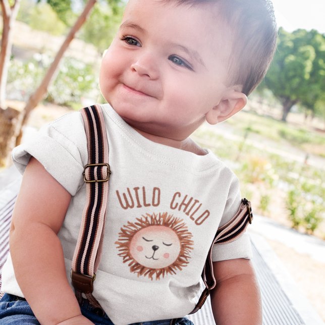 Boho Cute Lejon Wild Child Baby T Shirt (Skapare uppladdad)