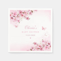 Boho Cute Rosa Blommigt Butterfly Girl Baby Shower