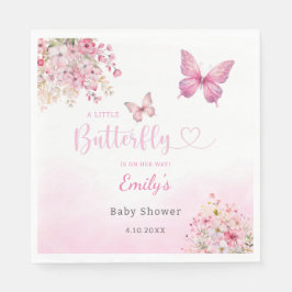 Boho Cute Rosa Blommigt Butterfly Girl Baby Shower Pappersservett