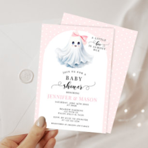 Boho Cute Rosa Little Boo Bow Flicka Shower Inbjudningar