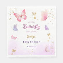 Boho Cute Watercolor rosa Butterfly Baby Shower