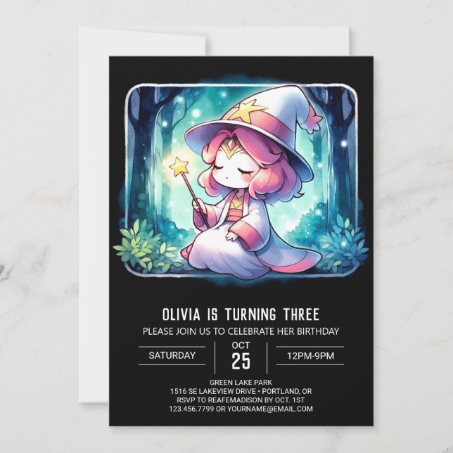 Boho Cute Wizard Birthday Inbjudningar (Framsida)