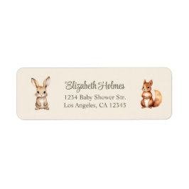 Boho Cute Woodland Animals Baby Shower Adress Returadress Etikett