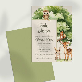 Boho Cute Woodland Animals Baby Shower Inbjudan
