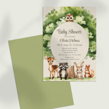 Boho Cute Woodland Animals Baby Shower-inbjudan