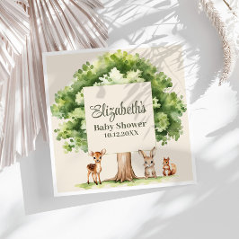Boho Cute Woodland Animals Baby Shower Pappersservett
