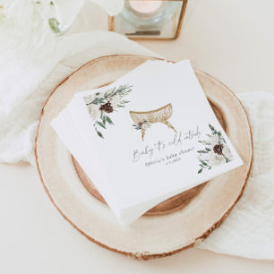 Boho-daghem vintergrön babydusch pappersservett