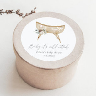 Boho-daghem vintergrön babydusch runt klistermärke