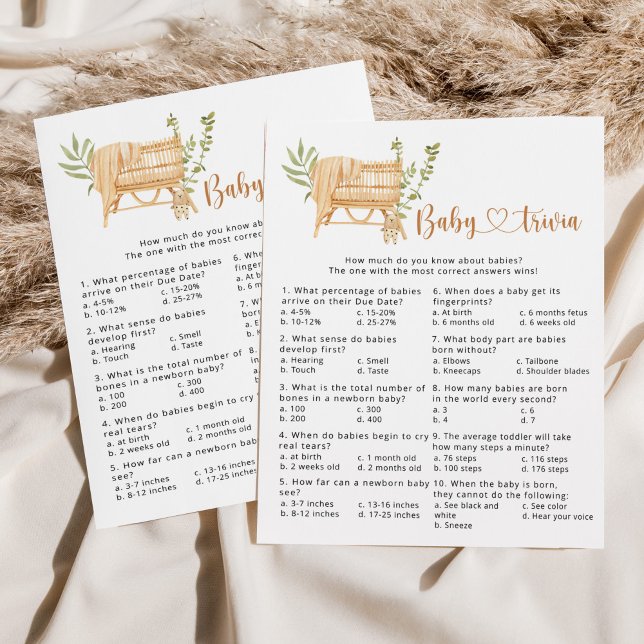 Boho-daghemmet Baby trivia babyduschspel (Skapare uppladdad)