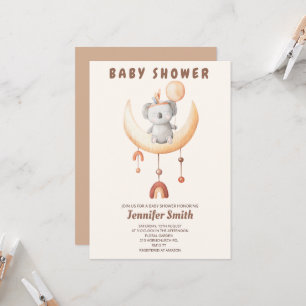 Boho-dagis, mobil, liten koala-babydusch inbjudningar