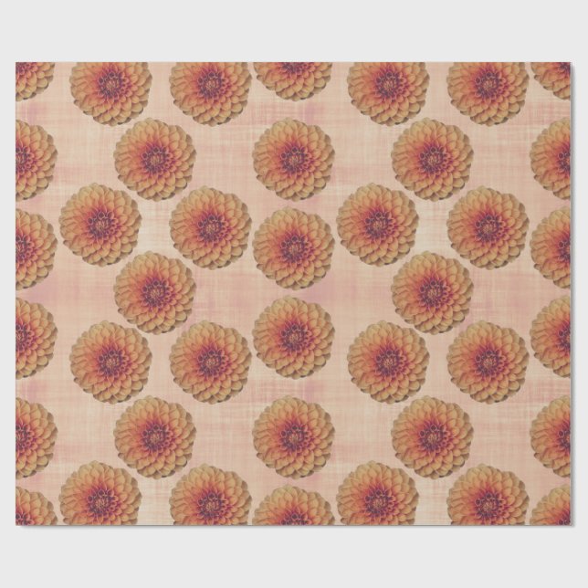 Boho Dahlia Floral Rustic Country Wrapping Paper Presentpapper (Platt)